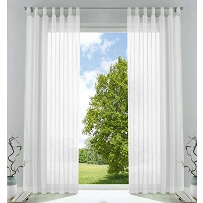 Abbildung von 2er Pack Gardinen Transparent Vorhang Set Wohnzimmer Voile Schlaufenschal mit Bleibandabschluß HxB 225x140 cm Weiß, 61000CN
