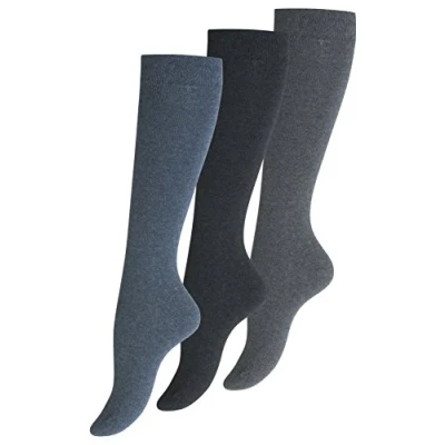 Abbildung von Yenita 3 Paar Damen Kniestrümpfe Uni, Baumwolle, Jeansblau, Gr. 39 42