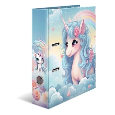 Abbildung von HERMA Ordner A4 Happy Einhorn, 7 cm breit, Ringordner mit Kindergarten Motiv, bunter Aktenordner Innendruck für Jungen, Mädchen und Kinder