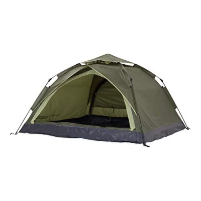 Abbildung von Lumaland Camping Zelt mit 2 Eingängen Leichtes Pop Up Wurfzelt 3 Personen Kuppelzelt Trekking &amp; Festival Igluzelt Sekundenzelt Wasserdicht 210x190x110cm Strand Wind Sonnenschutz [Grün]