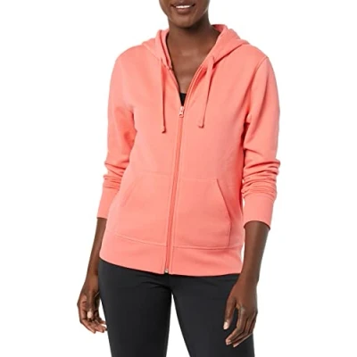 Abbildung von Amazon Essentials Damen Fleece Hoodie mit durchgehendem Reißverschluss (in Übergröße erhältlich), Korallenrosa, M