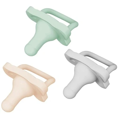 Abbildung von Dr. Brown&#039;s HappyPaci Schnuller, 100 % Silikon, 0 6 m, BPA frei, kühles Grau, Grün, Creme, 3er Pack