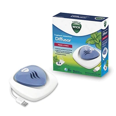 Abbildung von Wick Tragbarer Wasserloser Diffusor wasserloses Gerät USB Plug In Nachtlichtfunktion Pads mit ätherischen Ölen inklusive ideal für Reisen WH1800EU