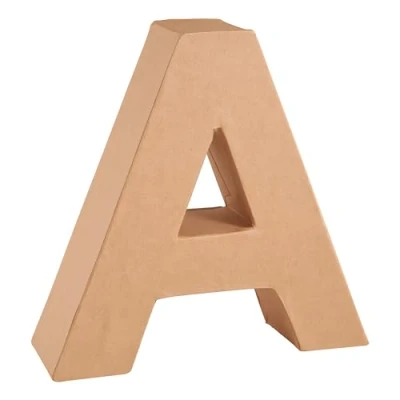 Abbildung von Glorex 6 2029 101 Papp Buchstabe A, aus brauner Pappe, ca. 17,5 X 5,5 cm groß, zum bemalen und bekleben, für Serviettentechnik Décopatch, ideal als Dekoration