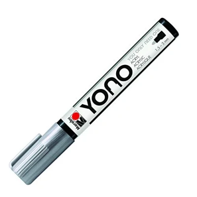 Abbildung von Marabu 12400103082 YONO Marker, Silber 082, vielseitiger Acrylstift mit japanischer Rundspitze 1,5 3 mm, wasserbasiert, lichtecht und wasserfest, für nahezu alle Untergründe