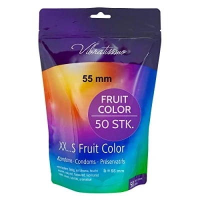 Abbildung von VIBRATISSIMO Kondome Fruit Color 50er Pack I gefühlsecht &amp; extra feucht Condoms for Men Kondom Beutel wiederverschließbar Bunte hauchzart b=55mm