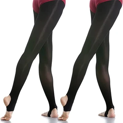 Abbildung von DANCEYOU 2 Paare Ballettstrumpfhose Tanzstrumpfhosen für Mädchen Kinder und Damen Schwarz mit Steg L