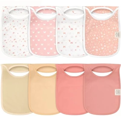 Abbildung von 8 Stück Baby Lätzchen Mädchen, Junge Anzieh Dreieckstuch Baby, Super Absorbierende Sabberlätzchen Halstuch Neugeborene, Bio Baumwolle Drool Babylätzchen (Butterflies)