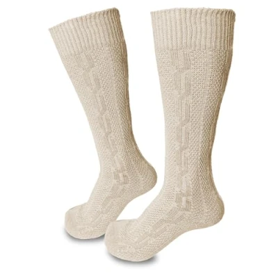 Abbildung von Steigenhöfer Manufaktur Lange Trachtensocken Herren und Damen aus Baumwolle Trachtenstrümpfe für Oktoberfest andere Feierlichkeiten Wiesn Unisex Socken Beige 47 48