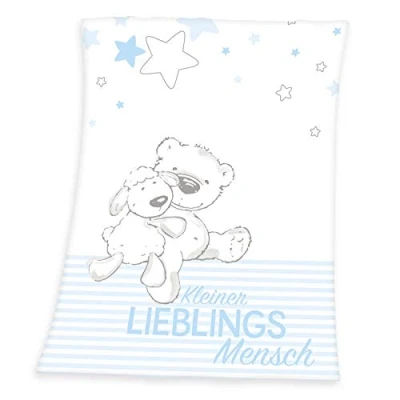 Abbildung von Herding Baby Best Lieblingsmensch Microfaser Flauschdecke, 75 x 100 cm, Polyester, Blau