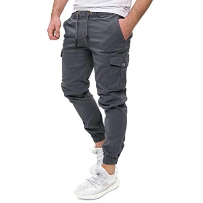 Abbildung von PITTMAN Darius Freizeithosen für Männer Herren Cargo Hosen Slim Fit Baumwoll Cargohosen, Grau (Tornado 183907), W32/L32