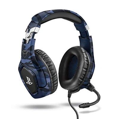 Abbildung von Trust Gaming Headset GXT 488 Forze B Offiziell Lizenziert für Playstation PS4 und PS5 mit Klappbarem Mikrofon Einstellbarem Kopfbügel, 3.5mm, Over Ear Kopfhörer Kabel Blau