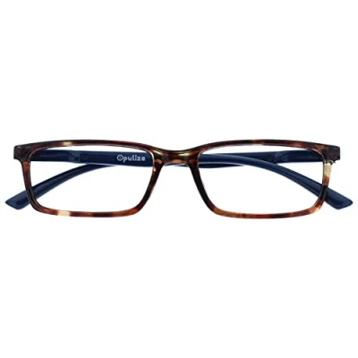 Abbildung von OPULIZE See Brille Blaulichtfilter Schmal Rahmen Federscharniere Verbessern Den Schlaf Computerbrille Gaming Entspiegelt Braun Schildpatt Herren Damen B9 2+0.00