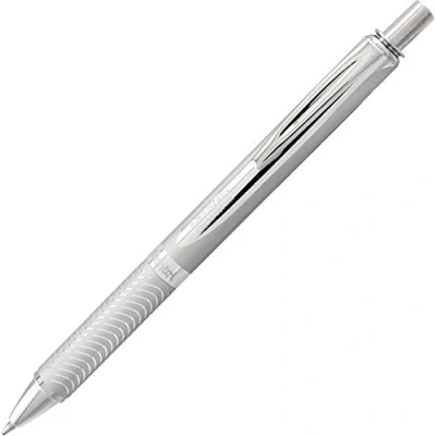 Abbildung von Pentel BL407 A EnerGel Liquid Gel Tintenroller Sterling mit Druckmechanik, silberfarbenes Metallgehäuse, 0,7 mm Kugeldurchmesser = 0,35 Strichstärke, Schreibfarbe schwarz 1 Stück (1er Pack)