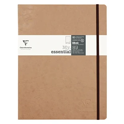 Abbildung von Clairefontaine 79443C Notizbuch My.Essential Age Bag, Format B5 (19x25 cm), mit Fadenbindung, 96 Blatt nummeriert, dot/punktkariert, Papier elfenbein 90g, Beige, 1 Stück