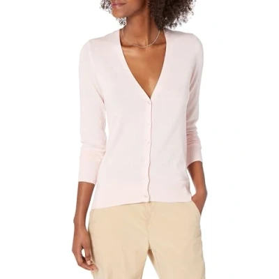 Abbildung von Amazon Essentials Damen Leichter Cardigan mit V Ausschnitt (in Übergröße erhältlich), Hellrosa, L