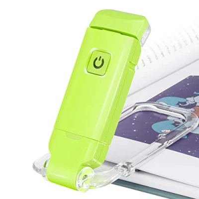 Abbildung von HONWELL LED Clip Leselampe Buch Klemm, Leselampen für Bücher im Bett, weiches Augenpflegelicht, USB wiederaufladbar, 2 Helligkeitseinstellungen Augenschutz, Nachtlicht, Grün