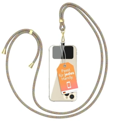 Abbildung von EAZY CASE Handykette Universal zum Umhängen kompatibel mit jedem Smartphone als Handyhülle Band Handytasche Kette Handyband jeder Hülle kombinierbar Kordel in Rainbow