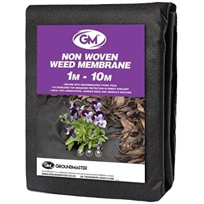 Abbildung von GroundMaster Gartenvlies Wasserdurchlässig (1 m breit x 10 lang) Unkrautvlies für Garten, als Bodenvlies, Beetfolie oder Pflanzfolie, leichte 50 g/m² Anti Unkraut Folie, Hochbeet Vlies Plane