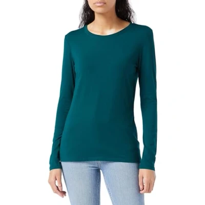 Abbildung von Amazon Essentials Damen Langärmeliges T Shirt mit Rundhalsausschnitt, Klassischer Schnitt (Erhältlich in Übergröße), Dunkelgrün, M