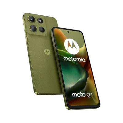 Abbildung von Motorola Moto g15 Smartphone (Kratzfestes 6,72&quot; FHD+ Display Dank Corning Gorilla Glass 3, 50 MP Kamera, 4/128 GB, 5100 mAh Akku, TurboPower Aufladen, wasserabweisend) Iguana Green, inkl. Schutzcover