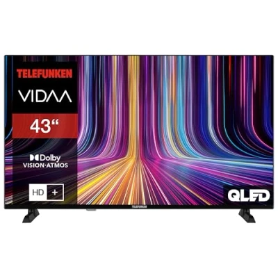 Abbildung von Telefunken QLED Fernseher 43 Zoll Smart TV VIDAA QU43VP750S 4K UHD, HDR mit Dolby Vision, Atmos, Triple Tuner und 6 Monate HD+ inkl., LED schwarz