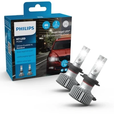 Abbildung von Philips Ultinon Pro6000 Standard H7 LED Scheinwerferlampe mit Straßenzulassung*, 220% helleres Licht**, silber