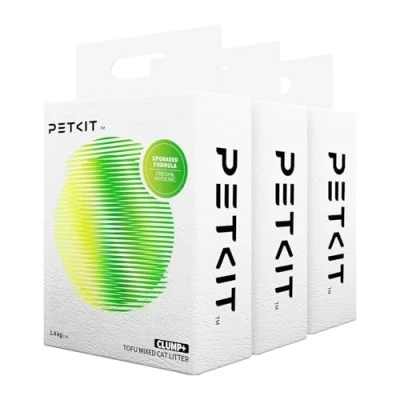 Abbildung von PETKIT 5 in 1 Gemischtes Katzenstreu, Spülbar, Geruchsfrei, Aktivkohle, Extrem Saugfähig und Schnell Trocknend Tofu Katzenstreu(2.4 kg/Beutel)