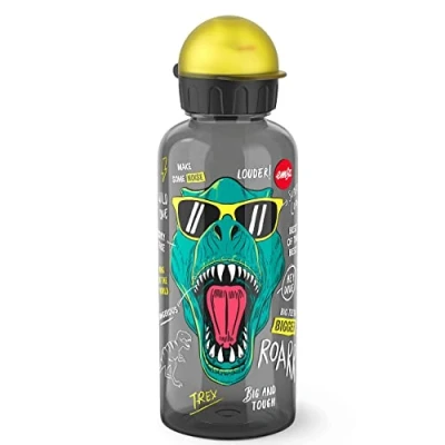 Abbildung von Emsa N30603 Teens Tritan Trinkflasche Fassungsvermögen: 0,6 Liter 100% sicher/praktisch/hygienisch/dicht/unbedenklich cleverer Trinkverschluss robust Design: Dino Roarr