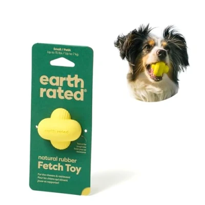 Abbildung von Earth Rated Hundeball, EIN interaktiver Apportierball für alle Rassen in verschiedenen Größen, aus Naturgummi, das perfekte Spielzeug drinnen und draußen, klein, gelb