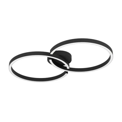 Abbildung von EGLO LED Deckenleuchte Amandolo, dimmbare Deckenlampe mit Fernbedienung, geometrische Deckenbeleuchtung Kreisen aus Metall in Schwarz, warmweiß kaltweiß, RGB Backlight