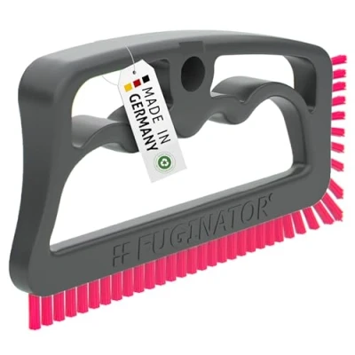 Abbildung von FUGINATOR® Fugenbürste grau/pink Reinigungsbürste zur Fugenreinigung in Bad, WC, Küche usw Reinigung von Wand und Bodenfliesen Handliche Bürste für Fugen Fliesen