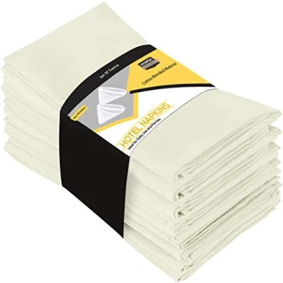 Abbildung von Utopia Küchentuch Servietten [12er Pack, Elfenbeinfarben] 46x46 cm Waschbare Tischservietten für Hotel, Mittagessen, Restaurant, Hochzeiten, Events und Partys