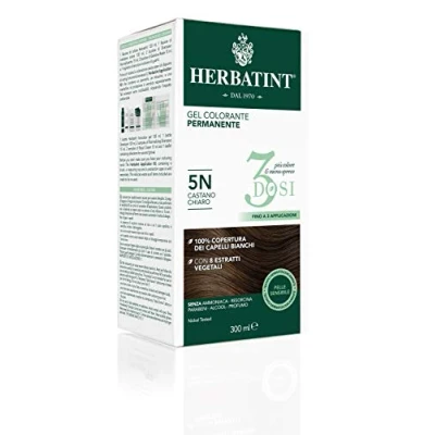 Abbildung von Herbatint Permanentes Farbgel 3 Dosen, 300 ml 5 N Hellbraun, ohne Ammoniak, für empfindliche Haut, 100% Abdeckung weißes Haar, mit 8 natürlichen Bio Extrakten
