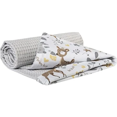 Abbildung von Medi Partners Krabbeldecke für Baby 100% Baumwolle Waffle 75x100 dünn ohne Füllung doppelseitig multifunktional Kuscheldecke weich zart