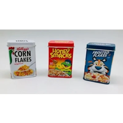 Abbildung von TANNER DER KLEINE KAUFMANN Deco Kelloggs Metalldosen Set, mit abnehmbaren Deckel, Zubehör für Kaufmannsladen, lebensmittelechtes Design, 0085.6