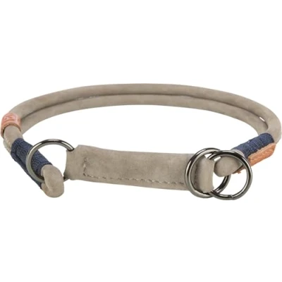 Abbildung von TRIXIE Zug Stopp Hundehalsband BE NORDIC aus Leder M grau bequemes für mittelgroße Hunde mit Zugbegrenzung robust &amp; elegant 17130