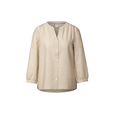 Abbildung von STREET ONE Damen A345536 Karierte Seersucker Bluse, Safari beige, 40