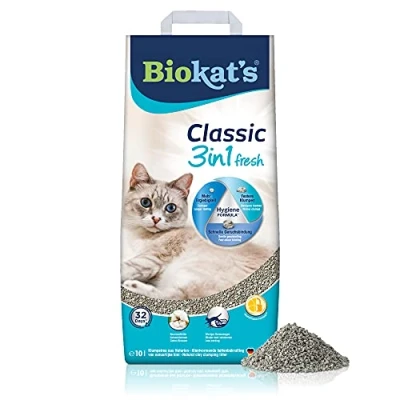 Abbildung von Biokat&#039;s Classic fresh 3in1 Katzenstreu mit Cotton Blossom Duft Klumpstreu aus Bentonit 3 unterschiedlichen Korngrößen 1 Sack (1 x 10 L)