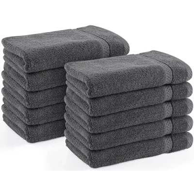 Abbildung von Utopia Towels 10er Pack Gästehandtücher 30x50 cm mit Aufhängeschlaufe, kleine Handtücher 100% Baumwolle weich und saugfähig Gästetücher Set (Grau)