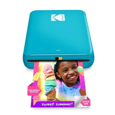 Abbildung von KODAK Step Sofort Smartphone Fotodrucker Tragbarer Mini Farb Mobilfotodrucker Zink 2x3 Klebefotos Bluetooth kompatibel mit iOS &amp; Android Geräten Spaßige Bearbeitungs App Blau