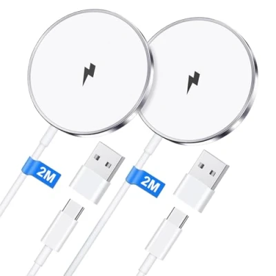 Abbildung von Mag Safe Ladegerät Wireless Charger iPhone 2M für 16/16e/15/14/13/12 Serie und AirPods 3/2/Pro2, 2 Pack 15W Schnell Induktive Ladestation, Magnet Kabelloses