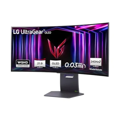 Abbildung von LG Electronics 34GS95QE B.AEU UltraWide QHD UltraGear Gaming OLED Monitor 34&quot; (86cm), 3440 x 1440, 0,03ms GtG, 240Hz, HDR400 TRUE BLACK, NVIDIA G Sync Compatible, AMD FreeSync Premium Pro Grau