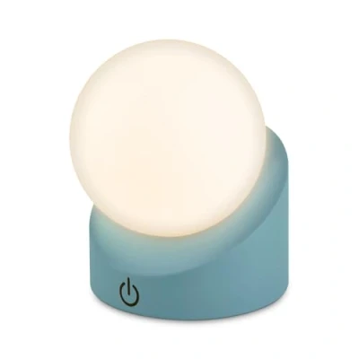 Abbildung von BRILONER Mini LED Tischlampe kabellos IP54 mit Touch, dimmbar in Stufen, Akku &amp; Lichtquelle tauschbar, Nachttischlampe, Kugel, Lampe, Tischleuchte, Outdoor 10x8x9 cm, Blau