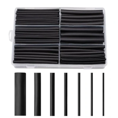 Abbildung von Schrumpfschlauch set, 200 Stück 9cm Schwarz Schrumpfschläuche Wasserdicht 3:1 Heat Shrink Tube Sortiment 2,4 19,1mm für Kabel isolierung Ladekabel