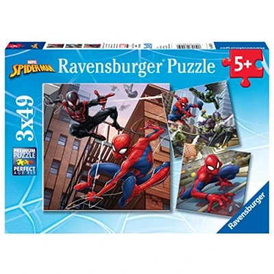 Abbildung von Ravensburger 8025 Spider Man Spiderman Kinderpuzzle 08025 beschützt die Stadt 3x49 Teile Puzzle für Kinder ab 5 Jahren, White, 0