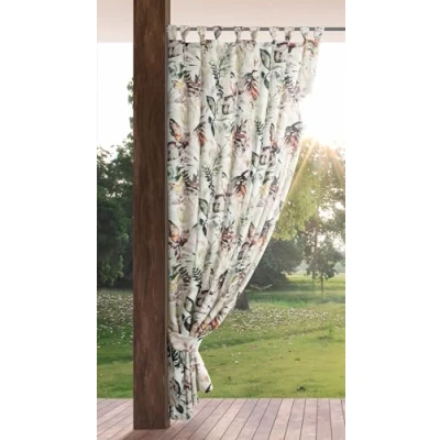Abbildung von Eurofirany Garden Outdoorvorhäng mit Schlaufenschal 1 STK. Abnehmbaren Schlaufen, Sonnenschutz Sichtschutz Winddicht Wasserdicht Vorhäng für Pavillon Terrasse Pergola, 155x220 cm, Grau Aufdruck