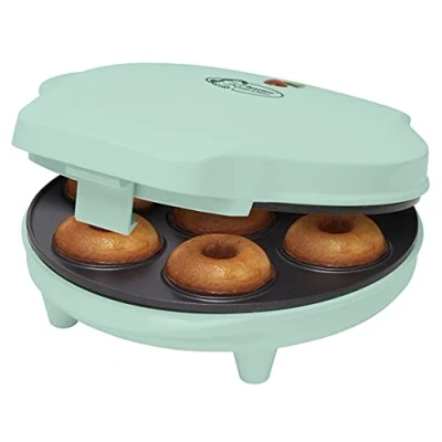 Abbildung von Bestron Donut Maker im Retro Design, Mini für 7 kleine Donuts, inkl. Backampel &amp; Antihaftbeschichtung, 700 Watt, Farbe: Mint
