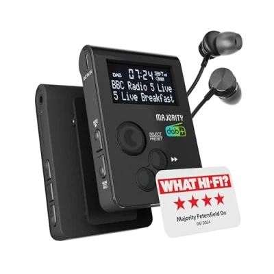 Abbildung von Tragbares DAB Radio für die Hosentasche Persönliches FM mit Sportclip Wiederaufladbarer 12 Stunden Akku USB Ladung und Kopfhörer im Lieferumfang enthalten MAJORITY Petersfield Go