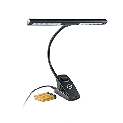 Abbildung von K&amp;M 12295 Notenpultleuchte Dimmer Light Schwarz 30 cm Lampenschirm Clip mit Schwanenhals, 2 x 1400 Lux